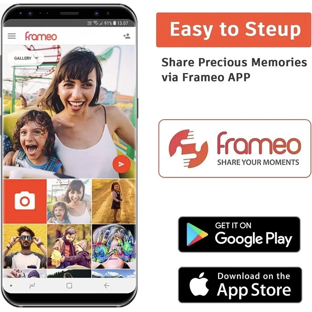 FRAMEO 10.1'' HD Touchscreen WiFi Photo Frame Auto-Rotate Share Large Memory NEW